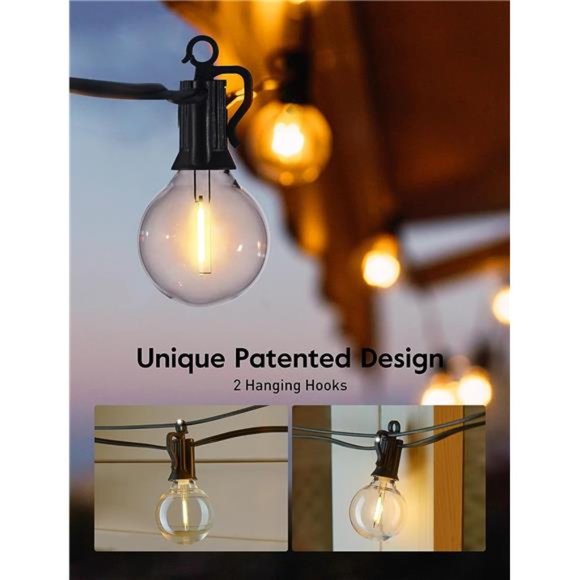 Outdoor String Lights 60 Feet G40 Globe Patio Lights with 32 Edison Shatterproof - Picture 5 of 6